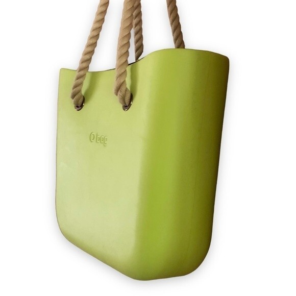 O bag obag Fullspot Lime Green with Natural Long Rope Handles Classic Bag - Picture 3 of 11